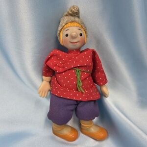 Vintage Doll Boy Emelya Folk Art Soviet Union USSR 1950-1960s Red